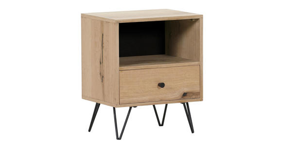 NACHTSCHRANK 45/55/35 cm Eiche furniert  - Eichefarben/Schwarz, Design, Holz/Holzwerkstoff (45/55/35cm) - Landscape