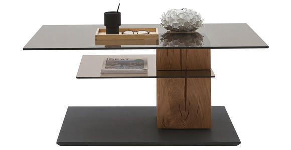 COUCHTISCH in Holz, Glas 105/70/45 cm - Eichefarben/Anthrazit, Design, Glas/Holz (105/70/45cm) - Valnatura