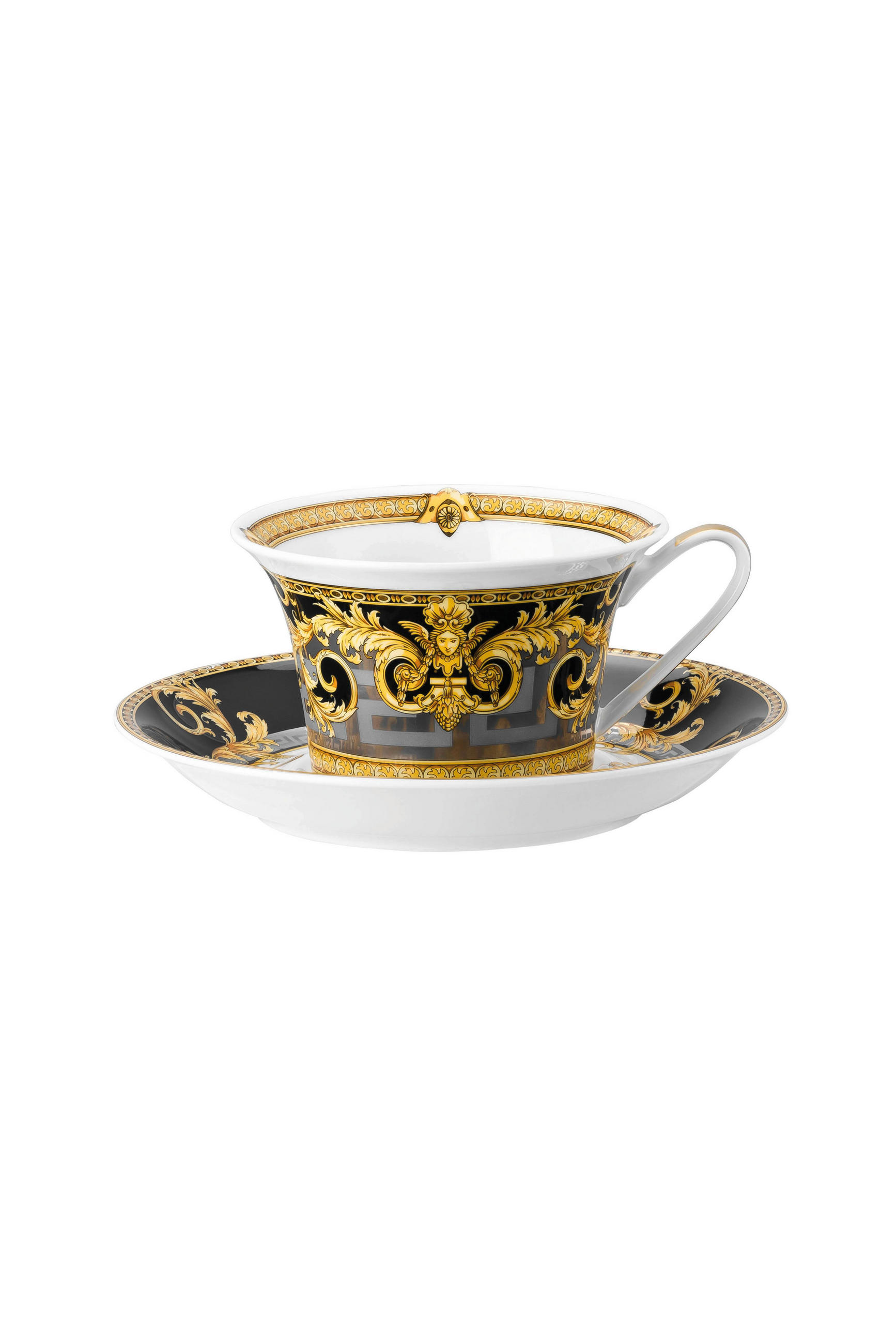ŠOLJA SA TACNOM - bela/zlatna, Konvencionalno, keramika (17/17/8cm) - Versace