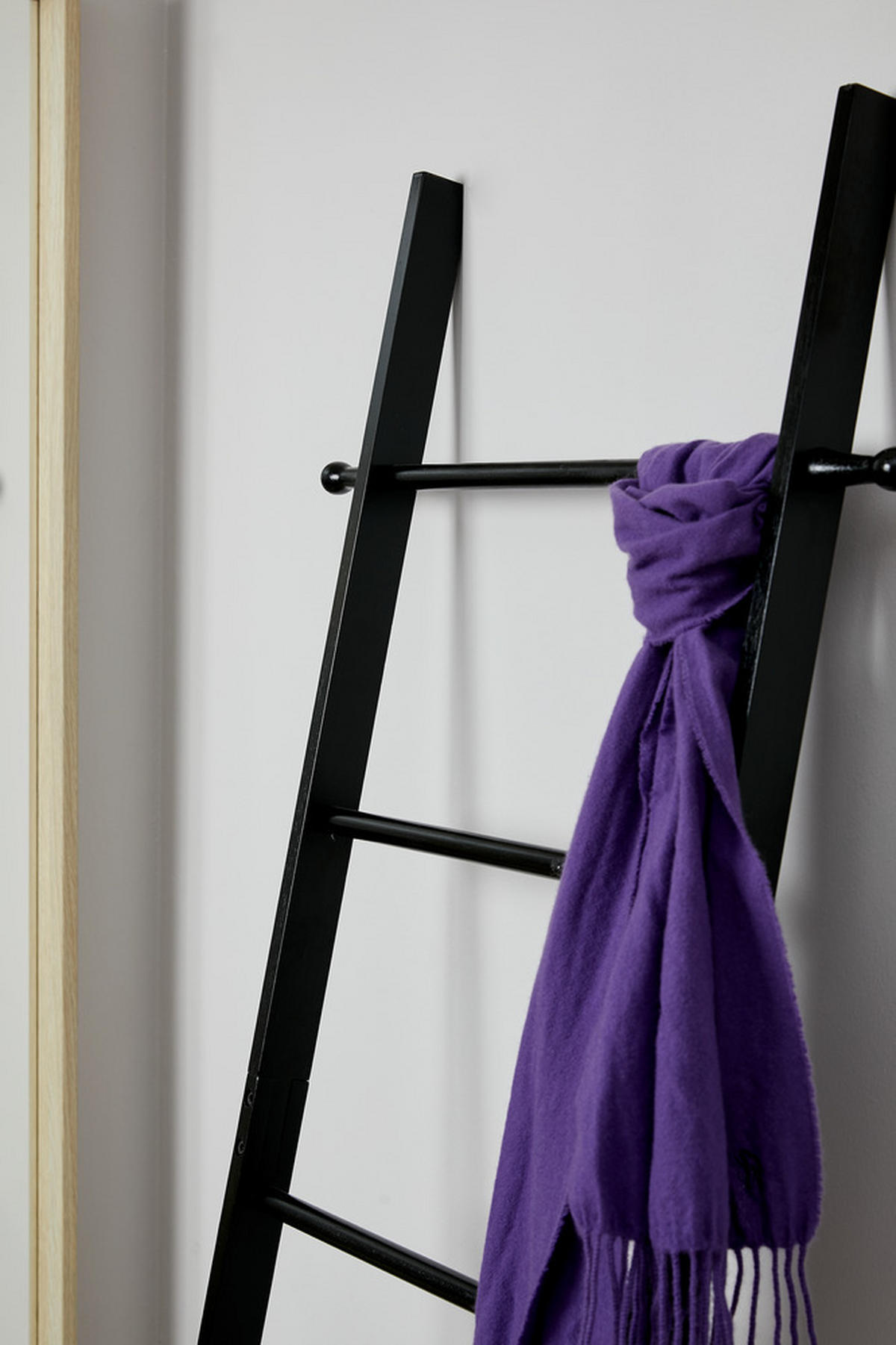 TÖRÖLKÖZŐTARTÓ LÉTRA 43/170/33 cm  - fekete, Basics, fa (43/170/33cm) - Wenko