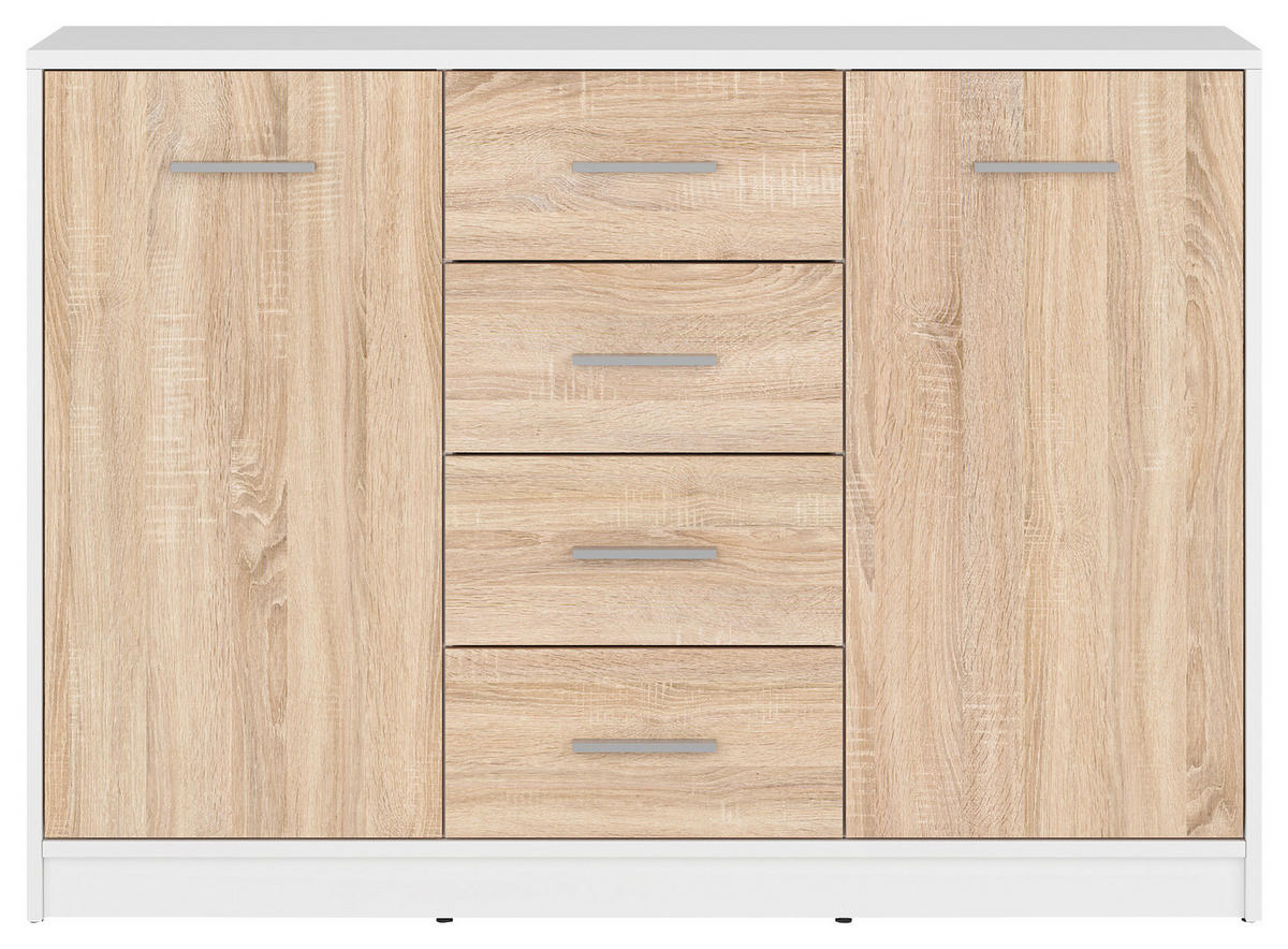 KOMMODE 118,5/84/34 cm  - Silberfarben/Schwarz, Design, Holzwerkstoff/Kunststoff (118,5/84/34cm)