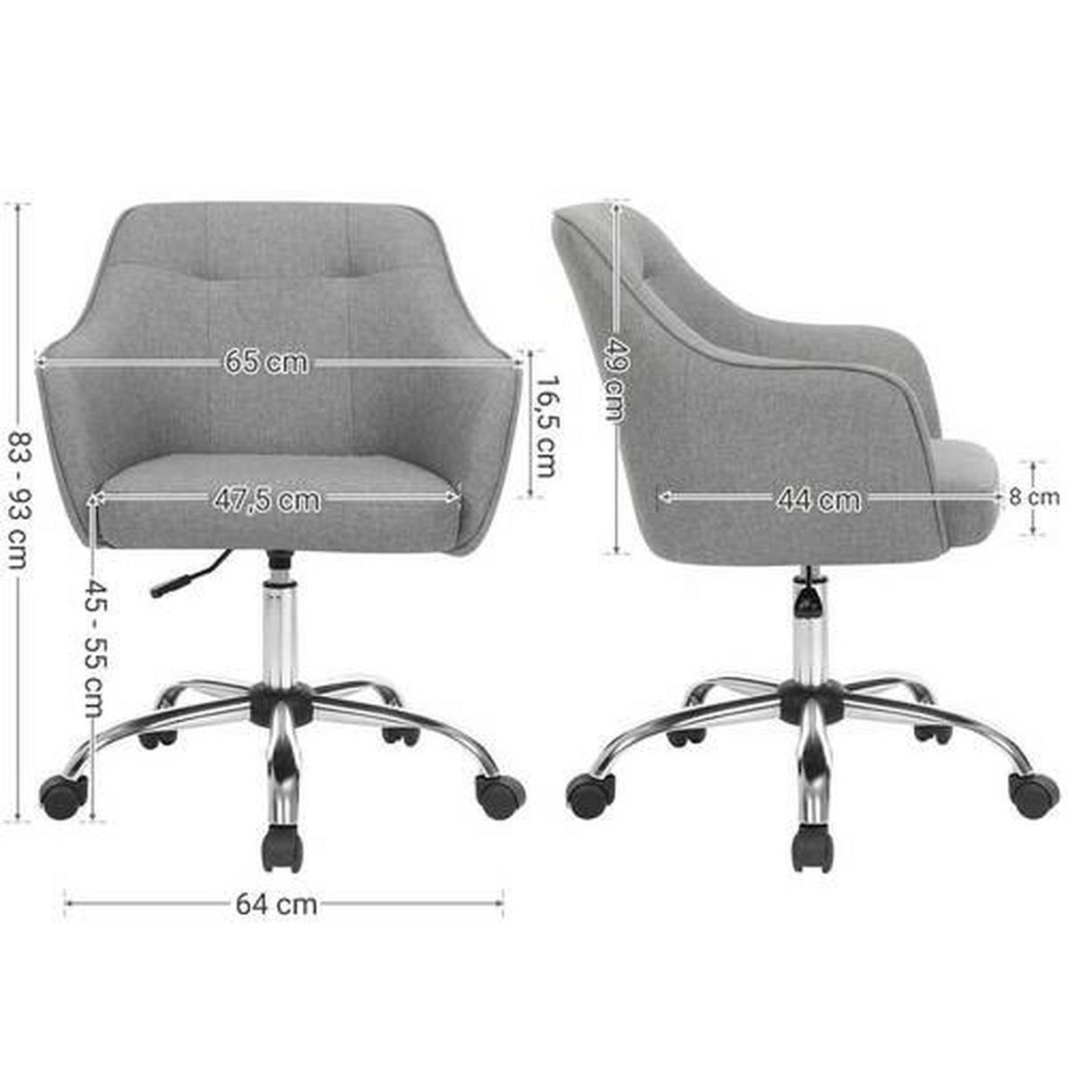 DREHSTUHL Flachgewebe Grau, Silberfarben  - Silberfarben/Grau, Basics, Textil/Metall (65/93/69cm) - Boxxx