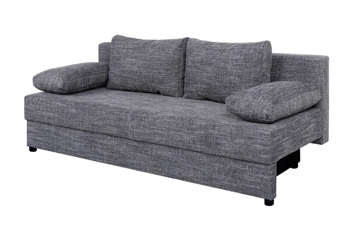 SCHLAFSOFA  mit Liegefunktion, Rücken echt Grau  - Schwarz/Braun, Design, Kunststoff/Textil (190/80/75cm) - P & B