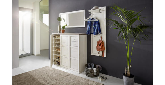 SCHUHSCHRANK Grau, Weiß - Weiß/Grau, LIFESTYLE, Holzwerkstoff/Kunststoff (133,4/123,2/42,5cm) - Hom`in