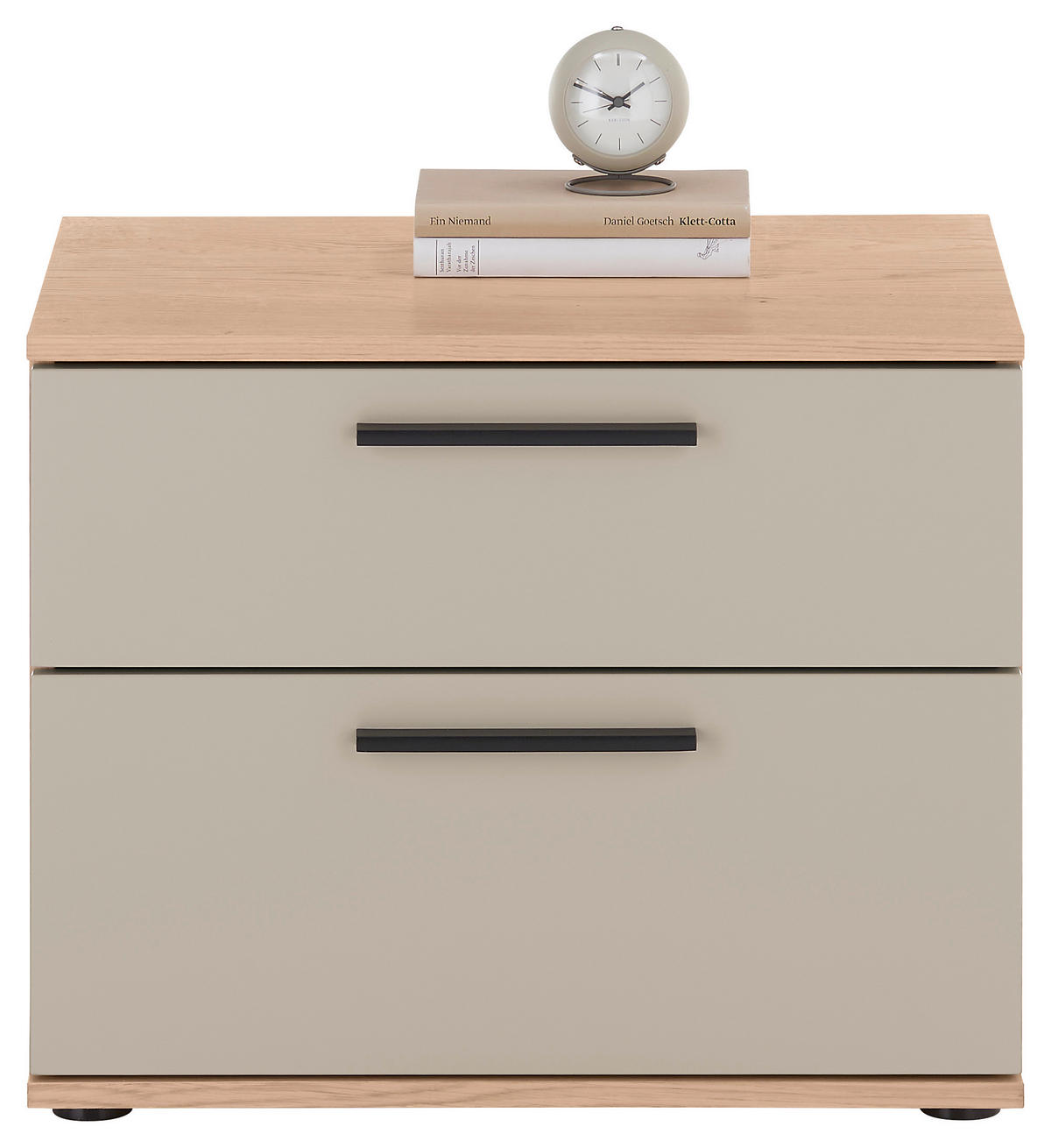 NACHTSCHRANK 60/48,6/46 cm, Taupe, Eiche Bianco, furniert  - Taupe/Eiche Bianco, Design, Holz/Holzwerkstoff (60/48,6/46cm) - Dieter Knoll