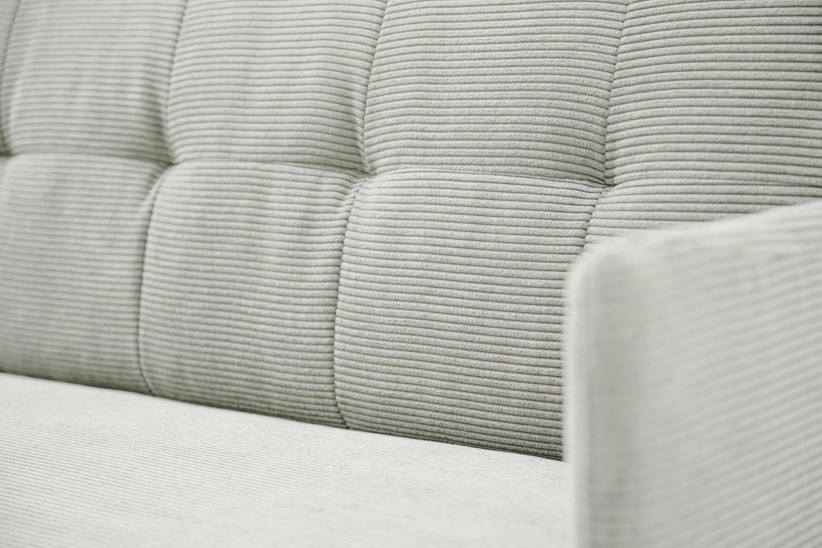 SITZBANK 206/85/69 cm Cord Hellgrau Metall  - Hellgrau/Schwarz, Design, Textil/Metall (206/85/69cm) - Johann Jakob