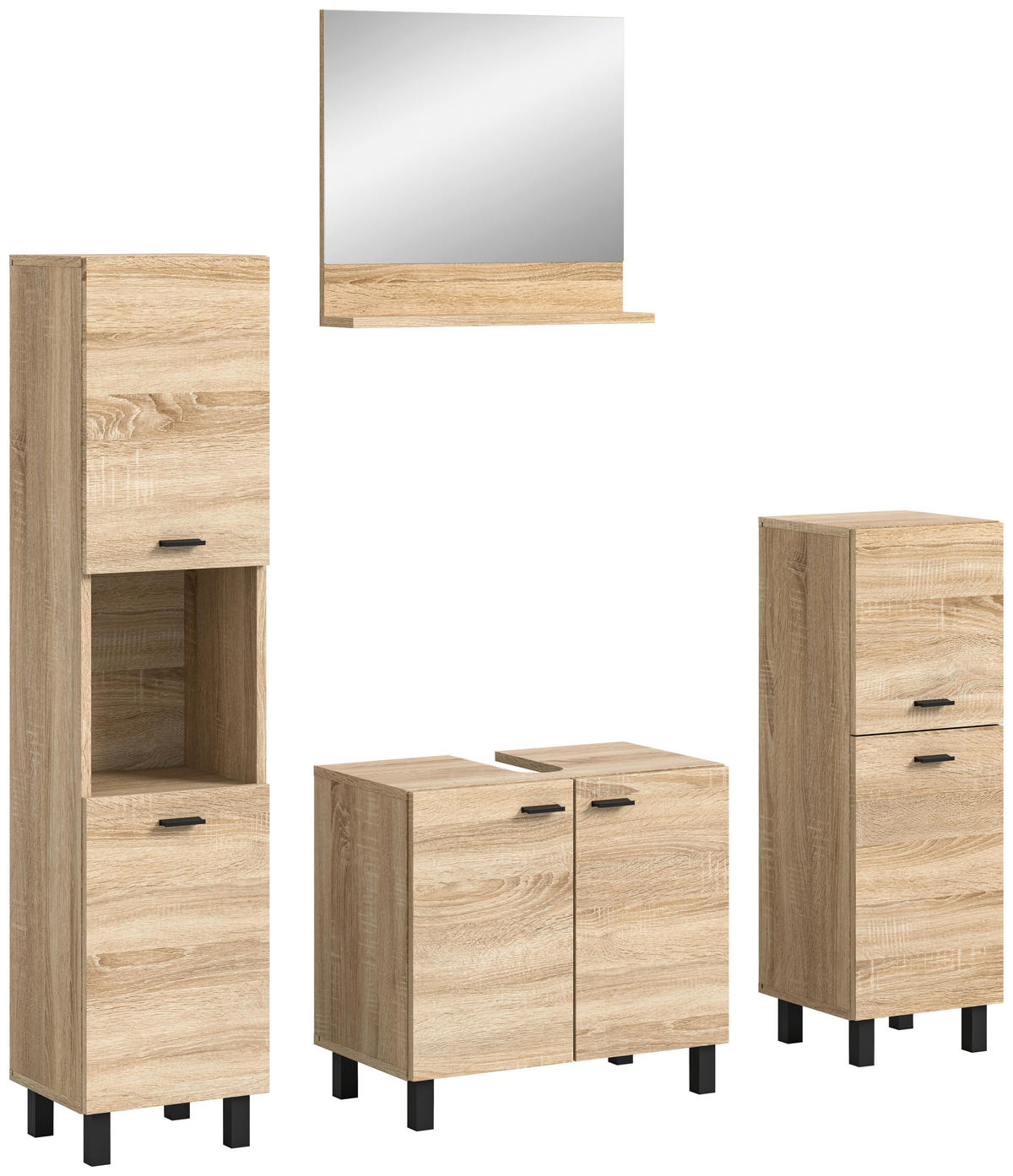KOUPELNA Sonoma dub  - černá/Sonoma dub, Moderní, kompozitní dřevo/plast (137/186/33cm) - MID.YOU
