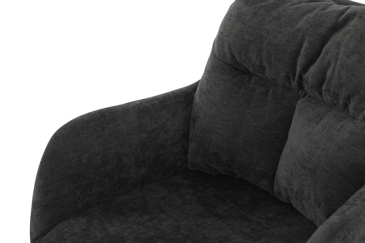 ARMLEHNSTUHL  Sitzfläche 180° drehbar, automatische Rückholfunktion Chenille  Schwarz, Dunkelgrau  - Dunkelgrau/Schwarz, MODERN, Textil/Metall (57.5/82/65cm) - Livetastic