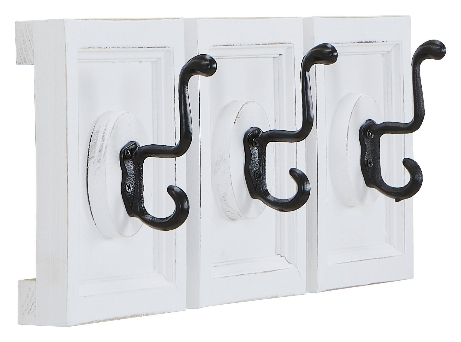 HAKENLEISTE  in Tanne vollmassiv Schwarz, Weiß  - Schwarz/Weiß, Design, Holz/Metall (58/18/9cm) - MID.YOU