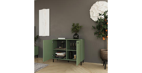 KOMMODE in 81,8/106/37 cm - Schwarz/Grün, MODERN, Holzwerkstoff/Kunststoff (81,8/106/37cm) - Carryhome