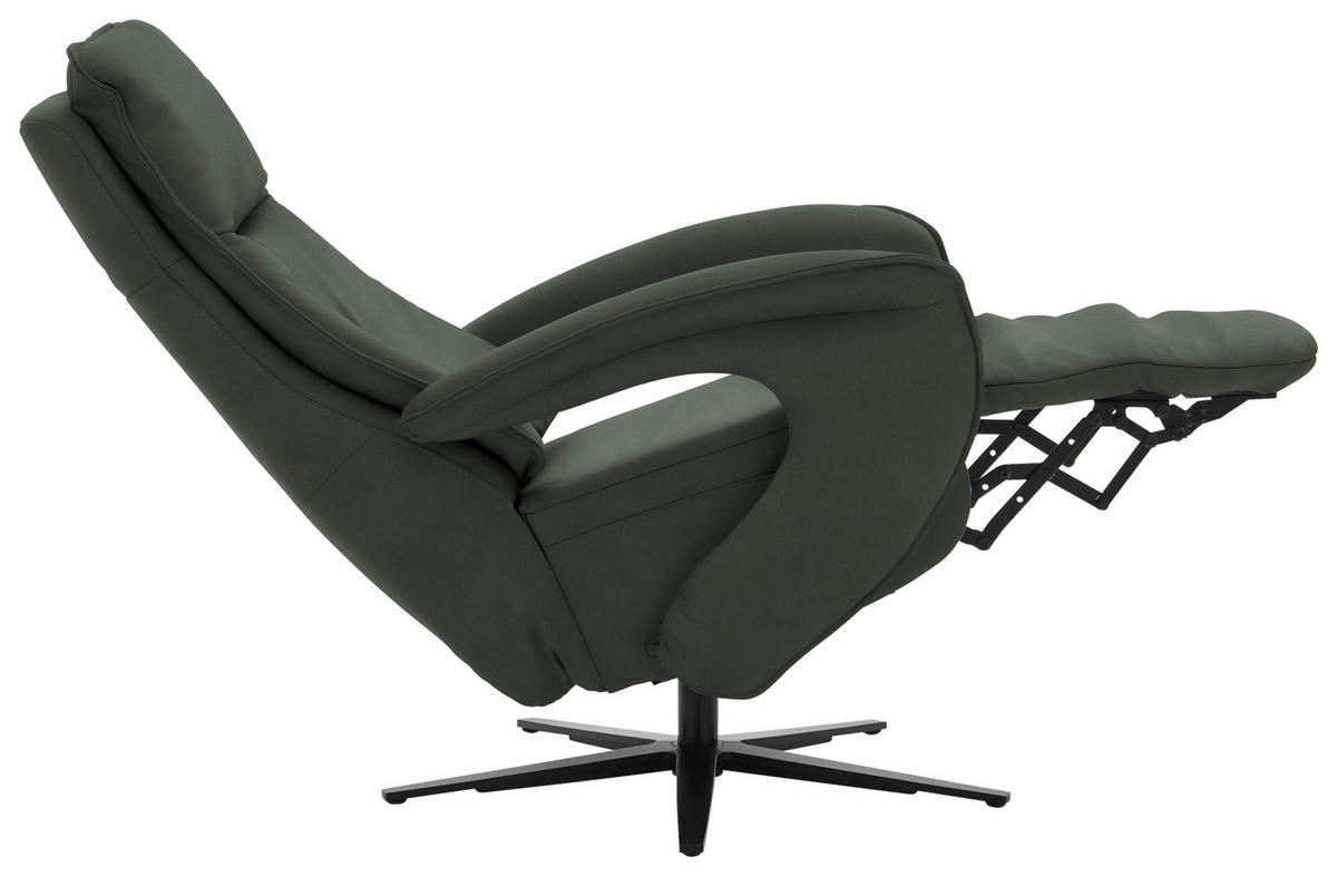 RELAXSESSEL in Leder Dunkelgrün  - Dunkelgrün/Schwarz, Design, Leder/Metall (77/110/87cm) - Valdera