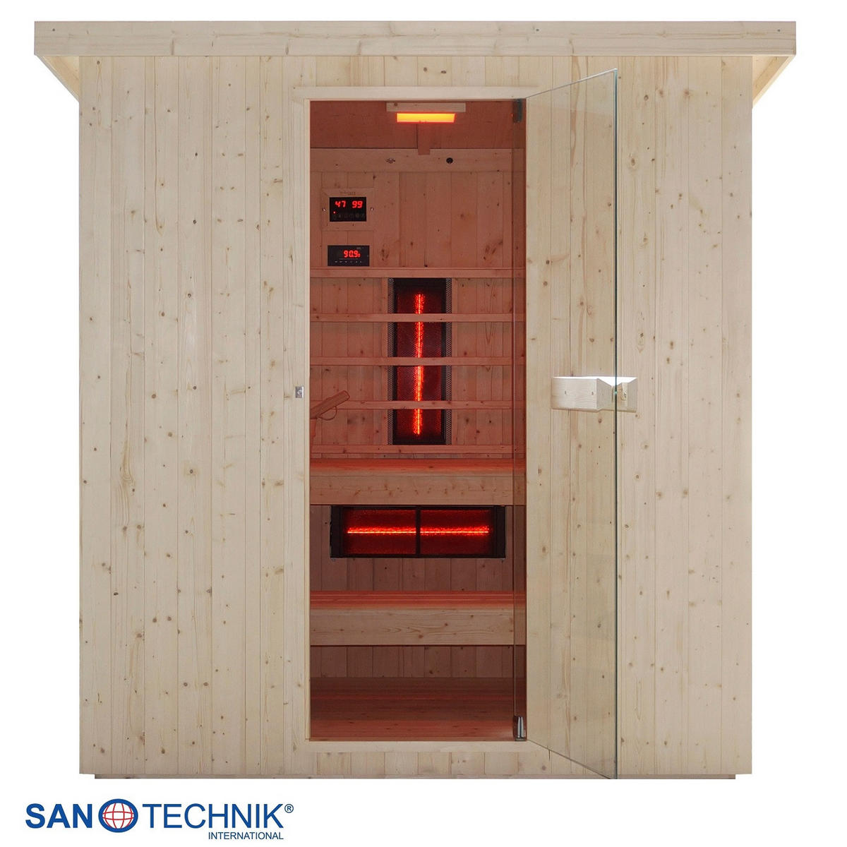 INFRAROTKABINE für 4-6 Personen Lahti  - Fichtefarben, KONVENTIONELL, Holz (198/181,5/202,2cm) - Sanotechnik