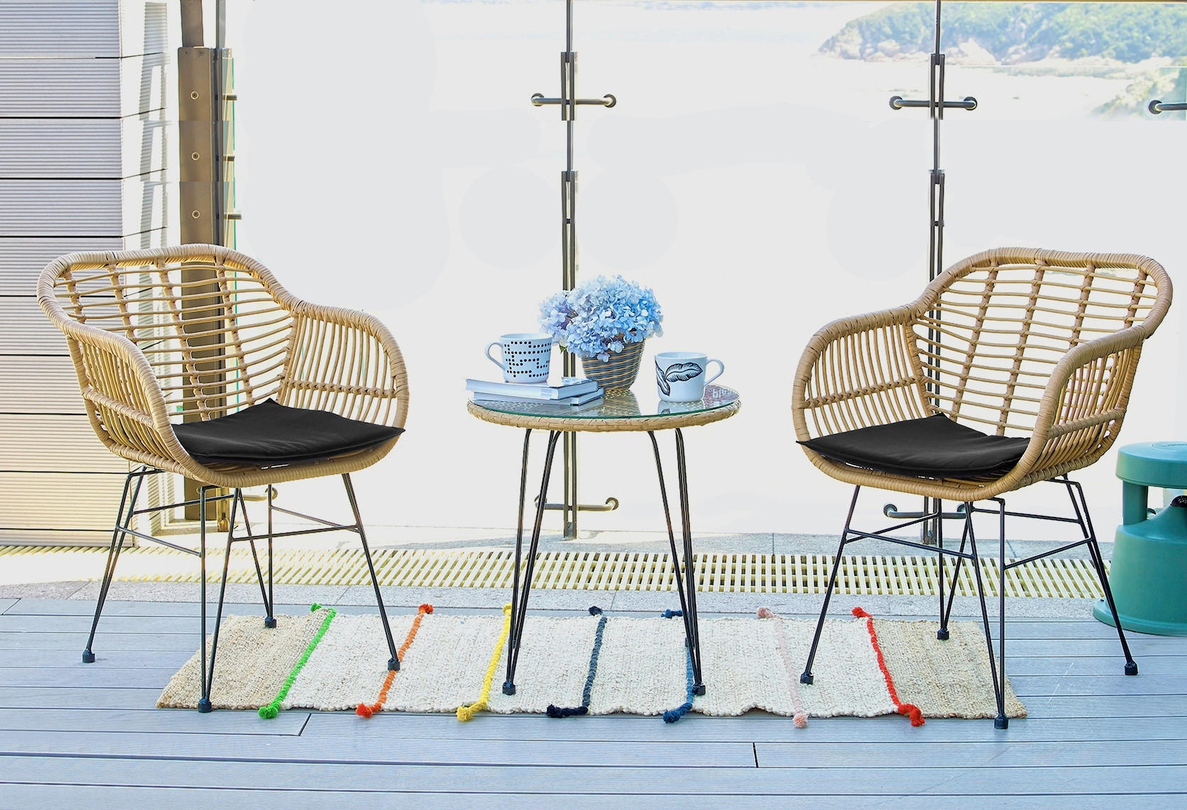 GARTENSET 3-teilig  - Klar/Schwarz, Design, Glas/Kunststoff - Livetastic