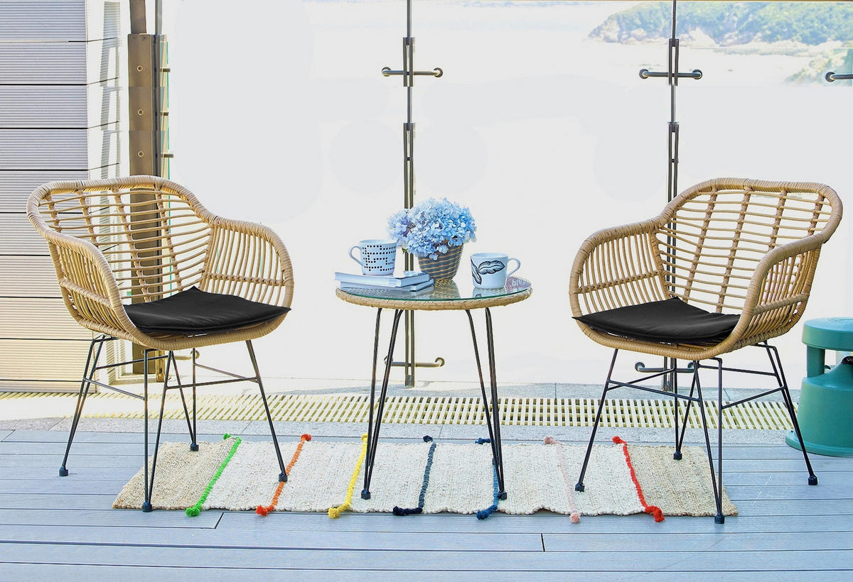 GARTENSET 3-teilig  - Klar/Schwarz, Design, Glas/Kunststoff - Livetastic