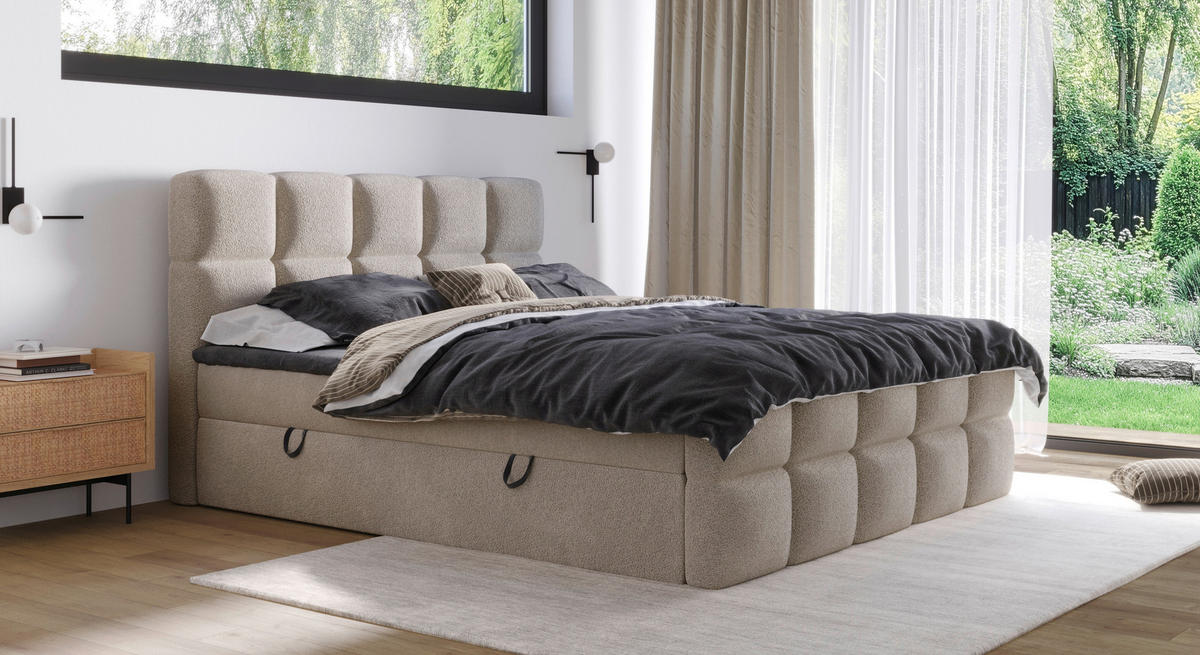 BOXBETT 160/200 cm  in Taupe  - Taupe/Schwarz, Design, Holzwerkstoff/Kunststoff (160/200cm) - Xora