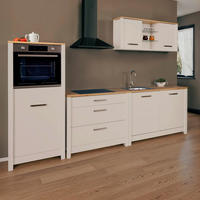 KÜCHENLEERBLOCK 300 cm   in Kaschmir, Eiche Artisan  - Kaschmir/Silberfarben, MODERN, Glas/Holzwerkstoff (300cm) - home24