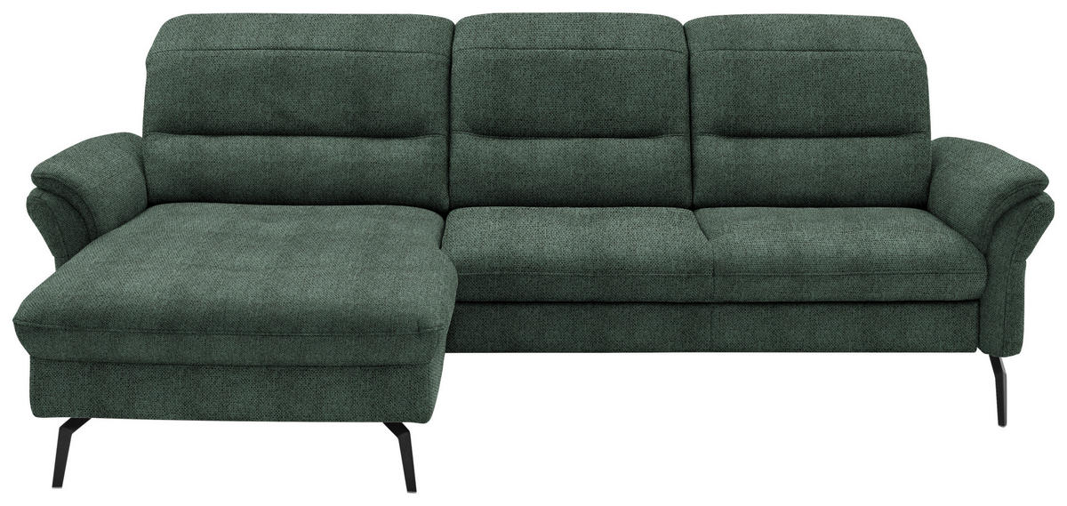 ECKSOFA in Flachgewebe Dunkelgrün  181/260 cm  - Dunkelgrün/Schwarz, KONVENTIONELL, Textil/Metall (181/260cm) - Beldomo Speed
