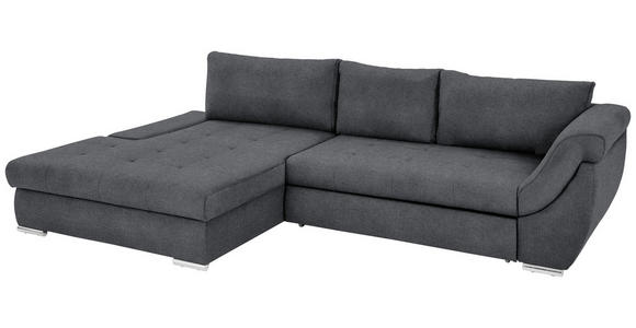 ECKSOFA in Flachgewebe Anthrazit  - Anthrazit/Silberfarben, Design, Textil/Metall (174/306cm) - Carryhome