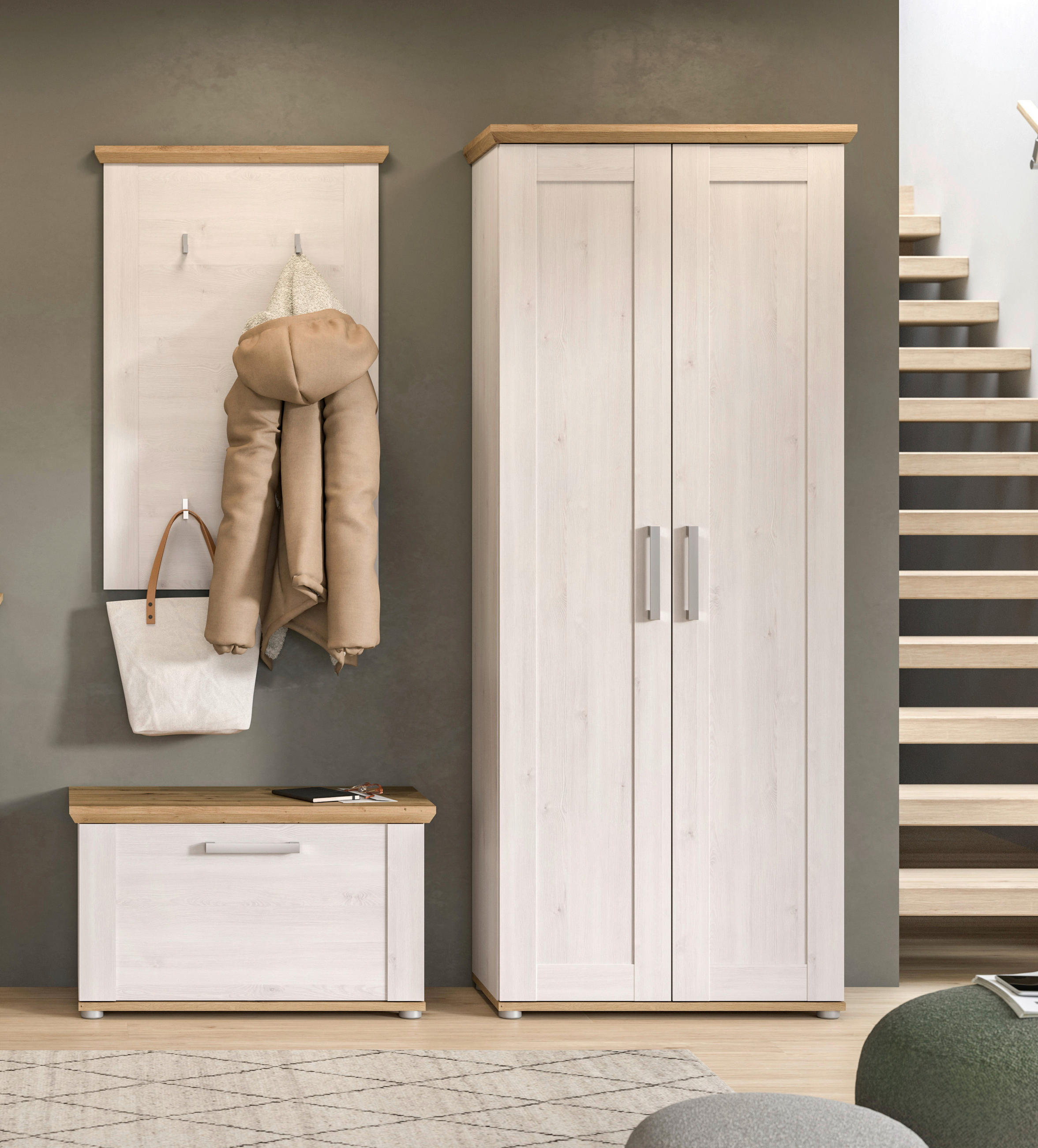 GARDEROBE 3-teilig  in 171/194/37 cm  - KONVENTIONELL, Holzwerkstoff (171/194/37cm) - MID.YOU