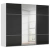 SCHWEBETÜRENSCHRANK 301/223/68 cm 3-türig Grau, Schwarz  - Schwarz/Grau, KONVENTIONELL, Glas/Holzwerkstoff (301/223/68cm) - Novel