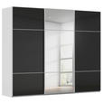 SCHWEBETÜRENSCHRANK 301/223/68 cm 3-türig Grau, Schwarz  - Schwarz/Grau, KONVENTIONELL, Glas/Holzwerkstoff (301/223/68cm) - Novel
