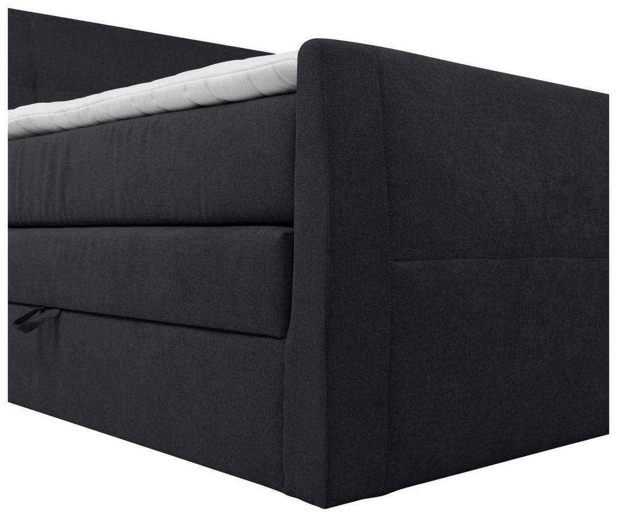 BOXSPRINGBETT 180/200 cm  in Dunkelgrau  - Dunkelgrau/Schwarz, KONVENTIONELL, Kunststoff/Textil (180/200cm) - Boxxx