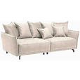 BIGSOFA in Velours Beige  - Beige/Schwarz, Design, Textil/Metall (226/91/103cm) - Carryhome