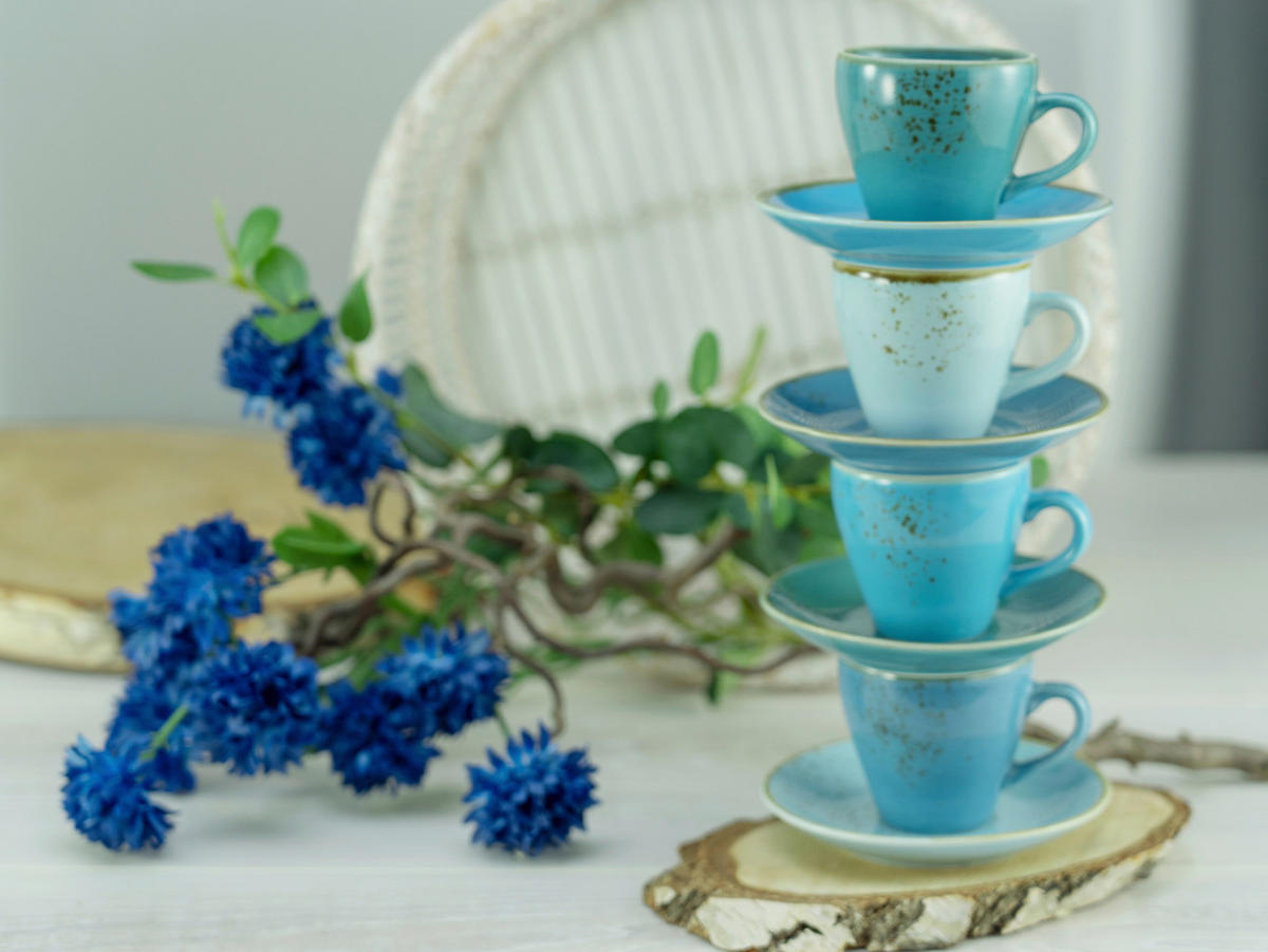 SET MED KOPPAR Nature Collection Aqua 8 delar  - blå/guldfärgad, keramik (19/19/22cm) - Creatable