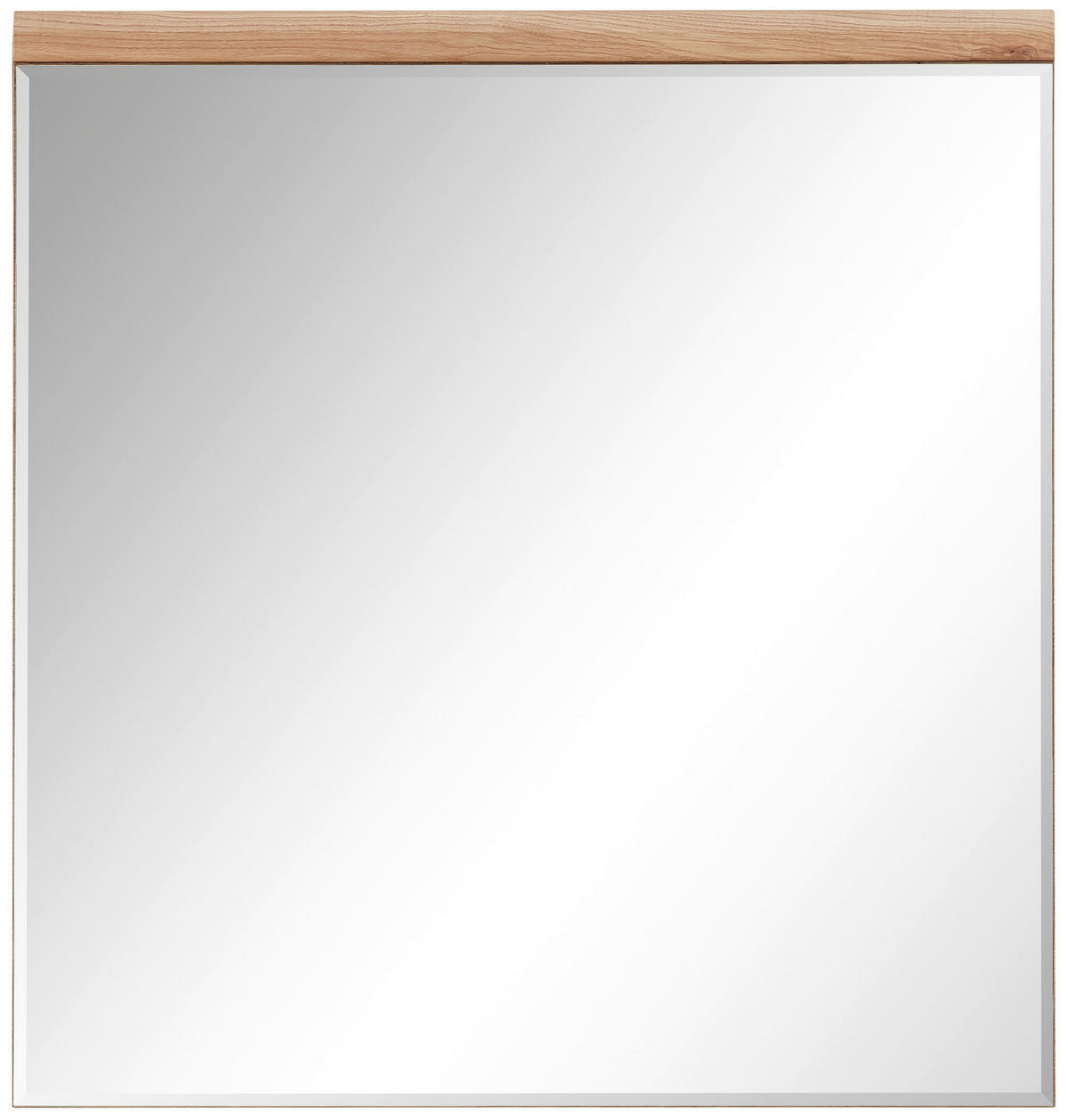 STENSKO OGLEDALO, 80/85/2 cm steklo  - barve hrasta, Natur, steklo/leseni material (80/85/2cm) - Linea Natura