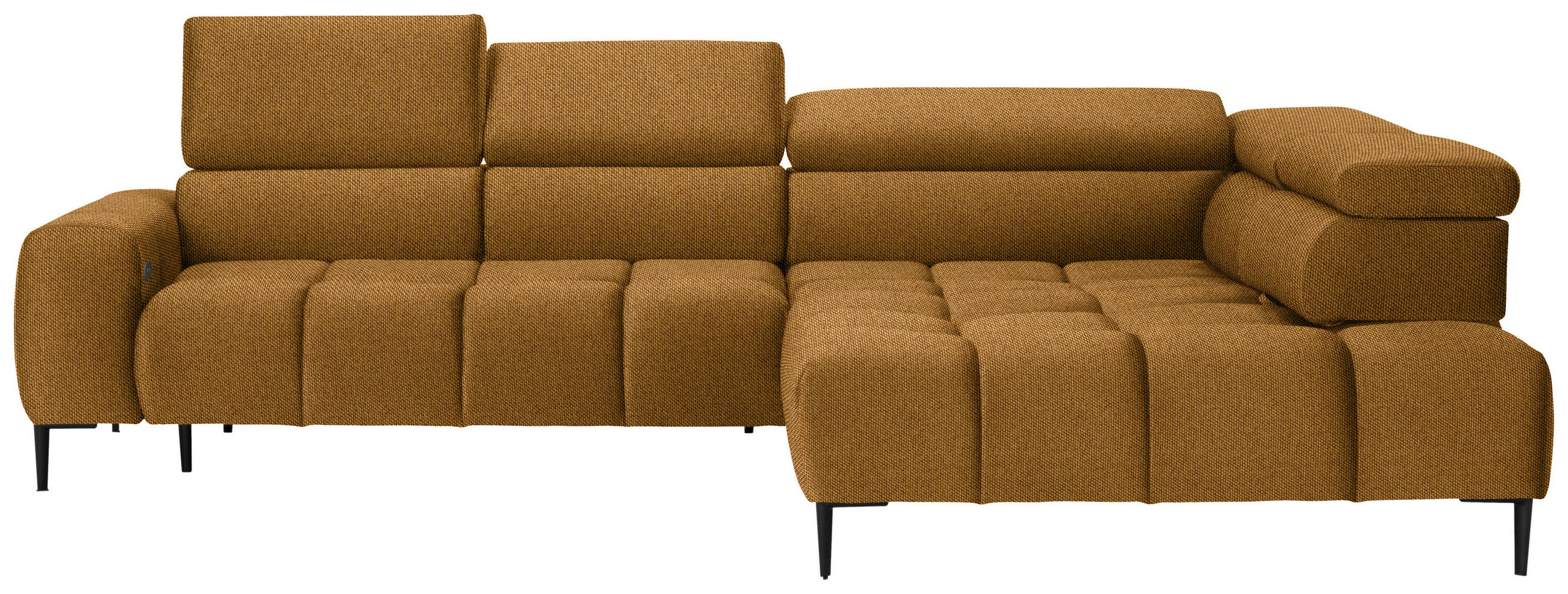 ECKSOFA Currygelb Webstoff  - Currygelb/Schwarz, Design, Textil/Metall (300/216cm) - Welnova