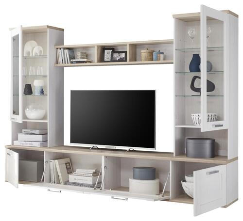 DNEVNI REGAL,  bela  - srebrne barve/bela, Konvencionalno, umetna masa/steklo (277/191/35/43cm) - Ti'me