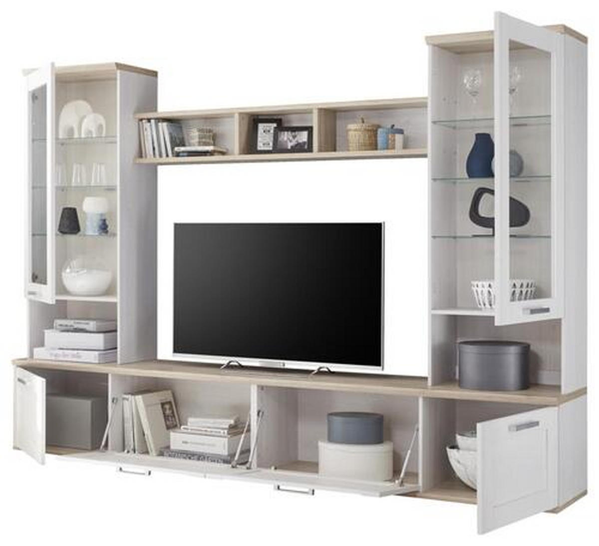 DNEVNI REGAL,  bela  - srebrne barve/bela, Konvencionalno, umetna masa/steklo (277/191/35/43cm) - Ti'me