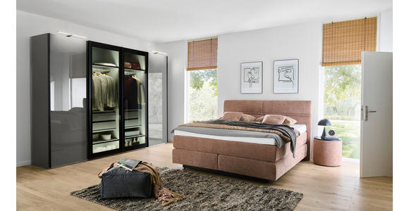 SCHWEBETÜRENSCHRANK  in Dunkelgrau, Lavagrau  - Dunkelgrau/Lavagrau, Design, Glas/Holzwerkstoff (330/236/67cm) - Novel