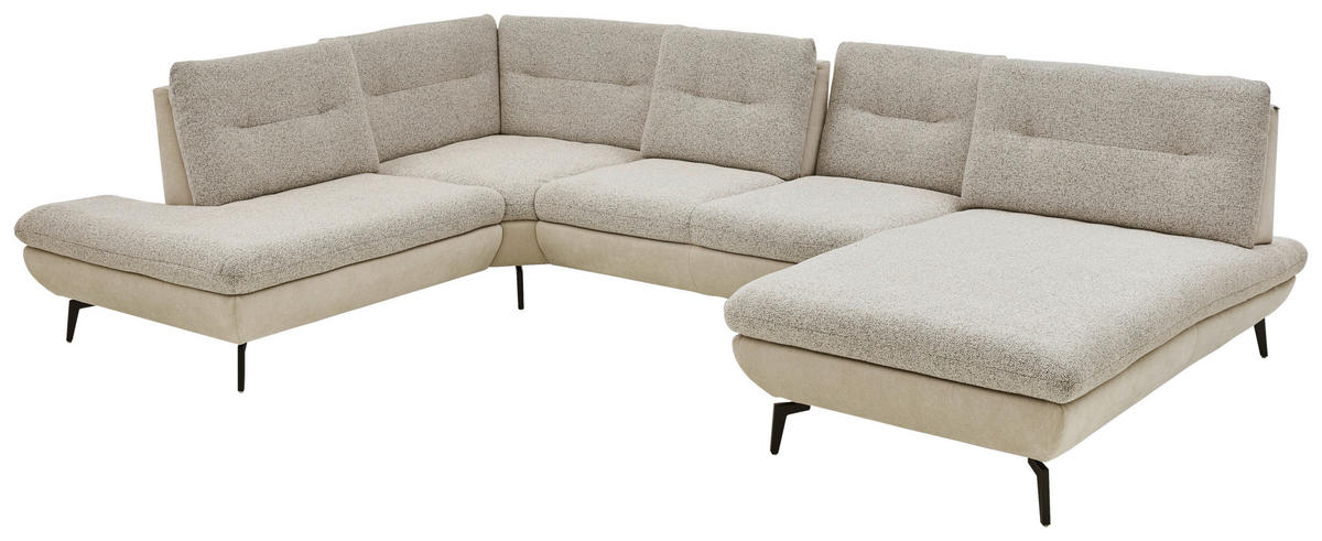 WOHNLANDSCHAFT Silberfarben, Beige Chenille  - Beige/Silberfarben, Design, Textil/Metall (243/352/190cm) - Dieter Knoll