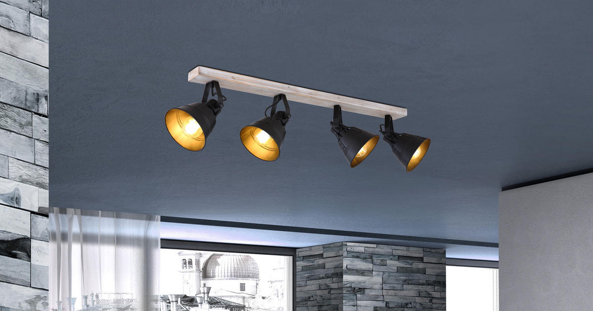 STRAHLER - Weiss/Goldfarben, Trend, Holz/Metall (82/17,5/18cm) - Globo