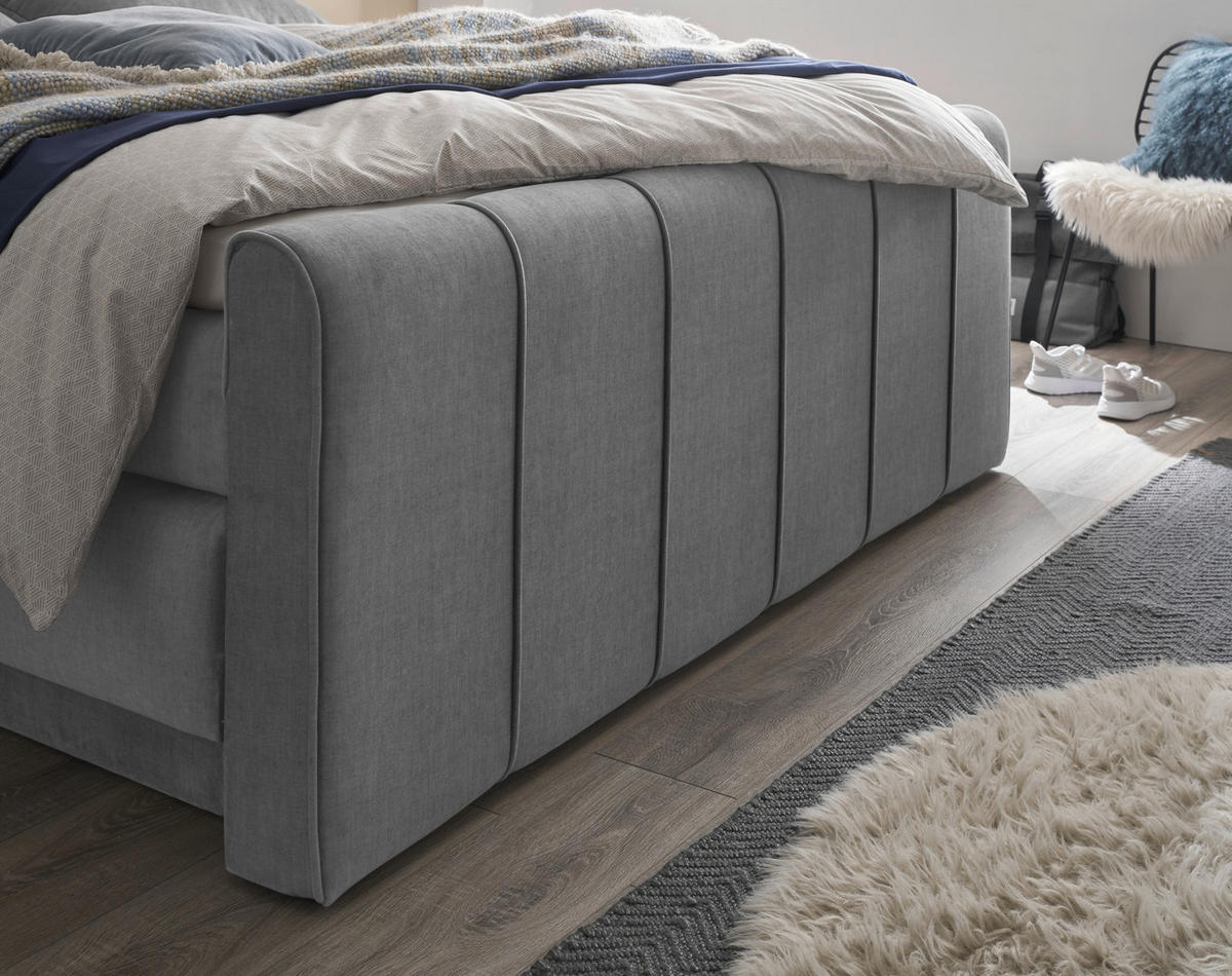 BOXSPRINGBETT 180/200 cm  in Grau  - Schwarz/Grau, KONVENTIONELL, Kunststoff/Textil (180/200cm) - SetOne by Musterring