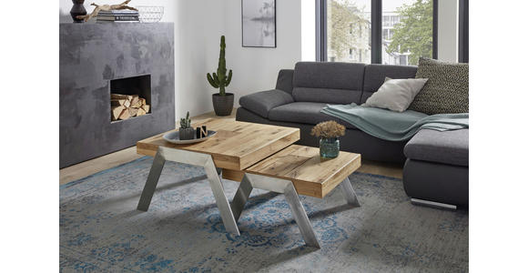 COUCHTISCH in Holz, Metall 67,5/65/35 cm  - Edelstahlfarben/Eichefarben, Basics, Holz/Metall (67,5/65/35cm) - Venda