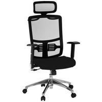 SNURRSTOL  i nätklädsel, flatväv svart  - aluminiumfärg/svart, Modern, metall/textil (56/112/46cm) - MID.YOU