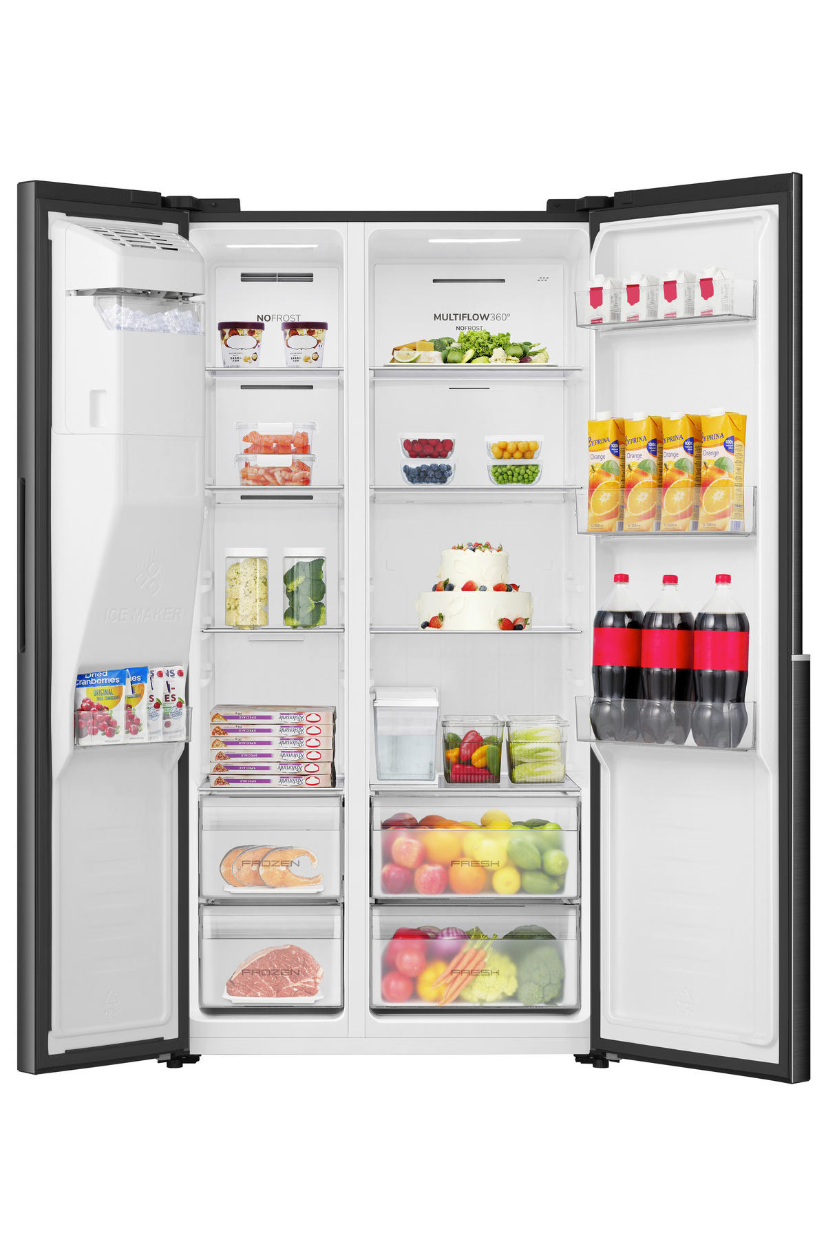 SIDE-BY-SIDE 91,1/178,6/62,4 cm NRS9E6BX  - Schwarz, Trend, Glas/Kunststoff (91,1/178,6/62,4cm) - Hisense