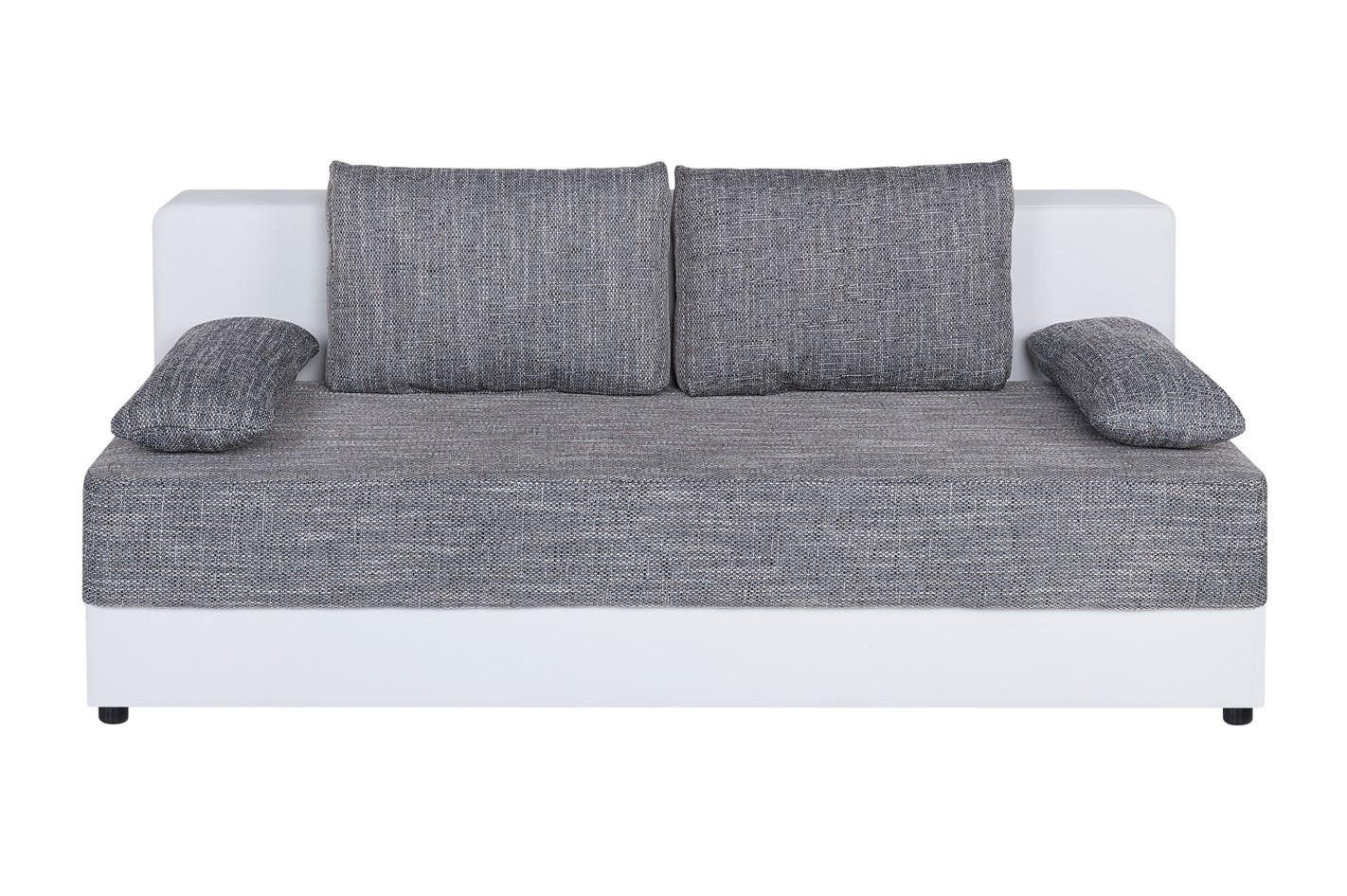 SCHLAFSOFA  mit Schlafen auf Sitzhöhe Lederlook, Webstoff Grau, Weiß  - Schwarz/Weiß, Design, Kunststoff/Textil (200/90/103cm) - P & B