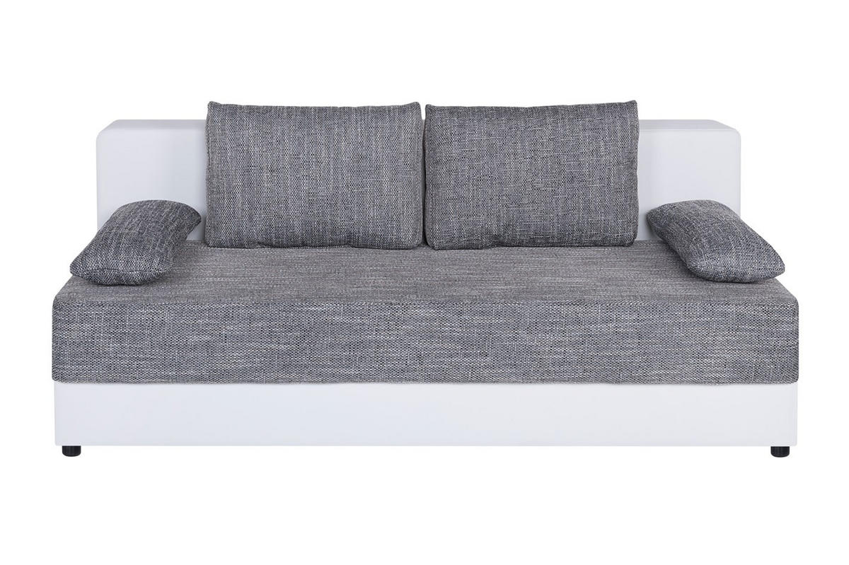 SCHLAFSOFA  mit Schlafen auf Sitzhöhe Lederlook, Webstoff Grau, Weiß  - Schwarz/Weiß, Design, Kunststoff/Textil (200/90/103cm) - P & B