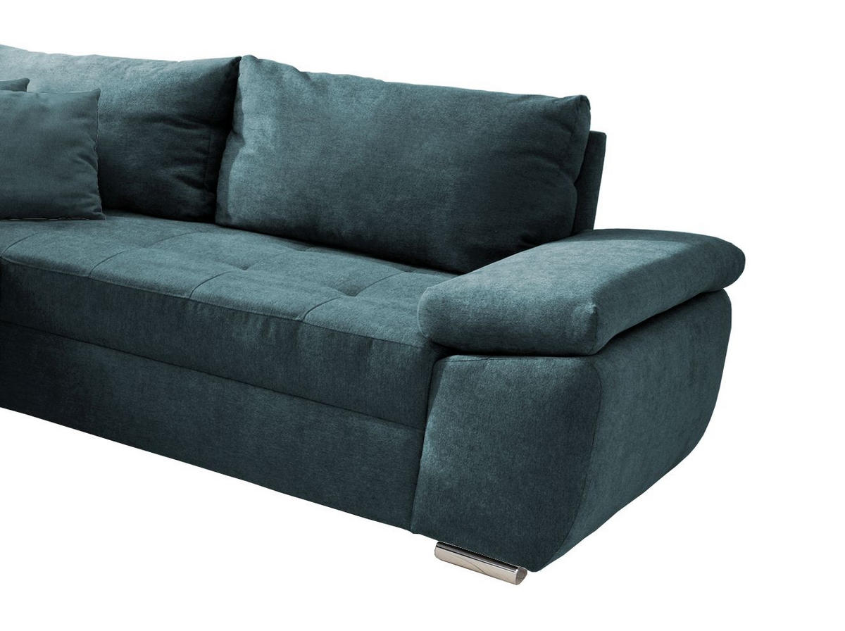 WOHNLANDSCHAFT Petrol Mikrofaser  - Chromfarben/Petrol, KONVENTIONELL (157/305/219cm) - Livetastic