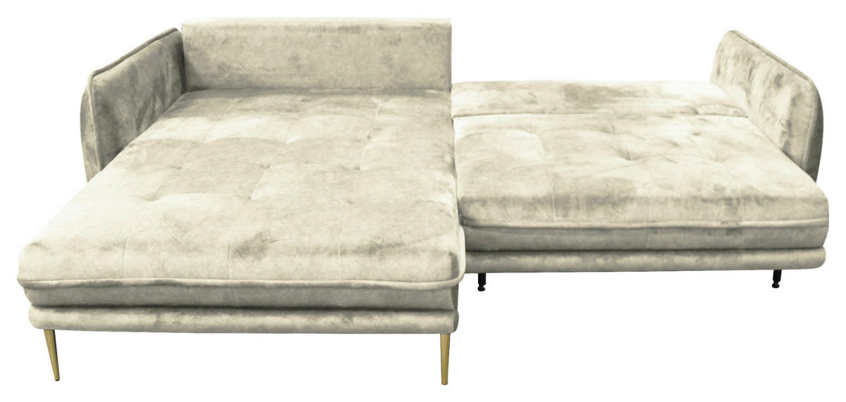 ECKSOFA in Velours Creme  196/264 cm  - Goldfarben/Creme, Design, Textil/Metall (196/264cm) - MID.YOU