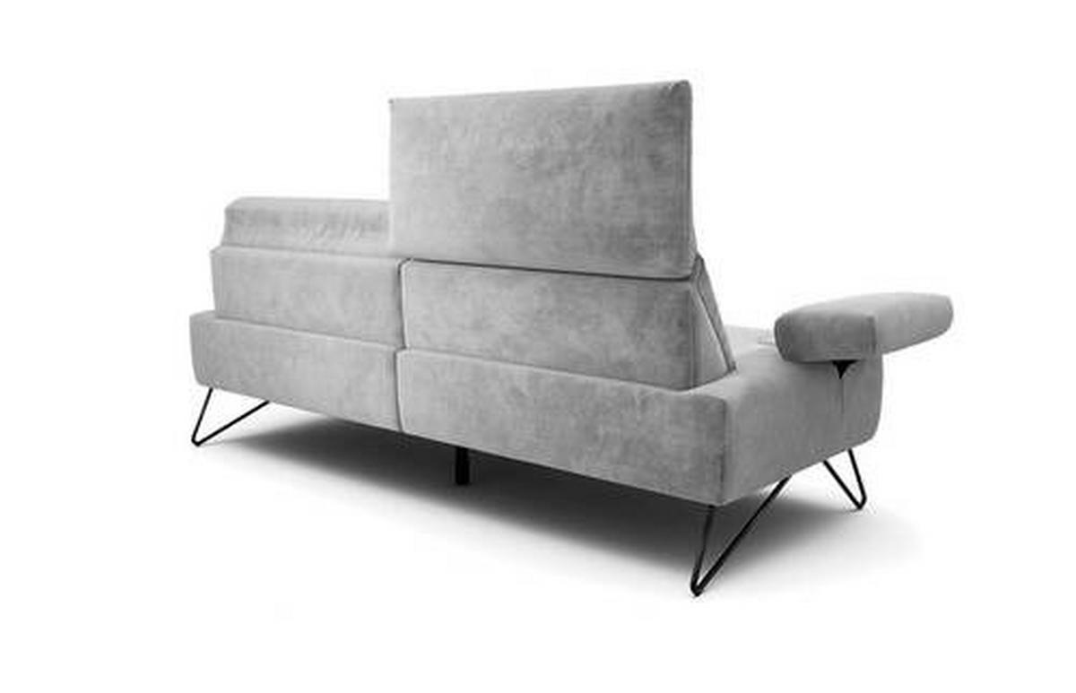 2,5-SITZER in Samt Hellgrau  - Hellgrau/Schwarz, Design, Textil/Metall (204-234/85/86-94cm) - SENSOO