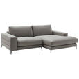 ECKSOFA  in Velours Greige Rücken echt  253/177 cm  - Greige/Schwarz, Design, Textil/Metall (253/177cm) - Dieter Knoll