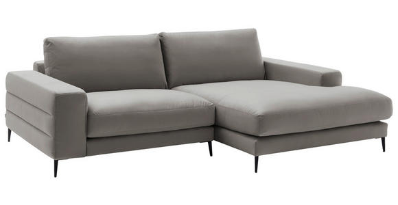 ECKSOFA  in Velours Greige Rücken echt  253/177 cm  - Greige/Schwarz, Design, Textil/Metall (253/177cm) - Dieter Knoll