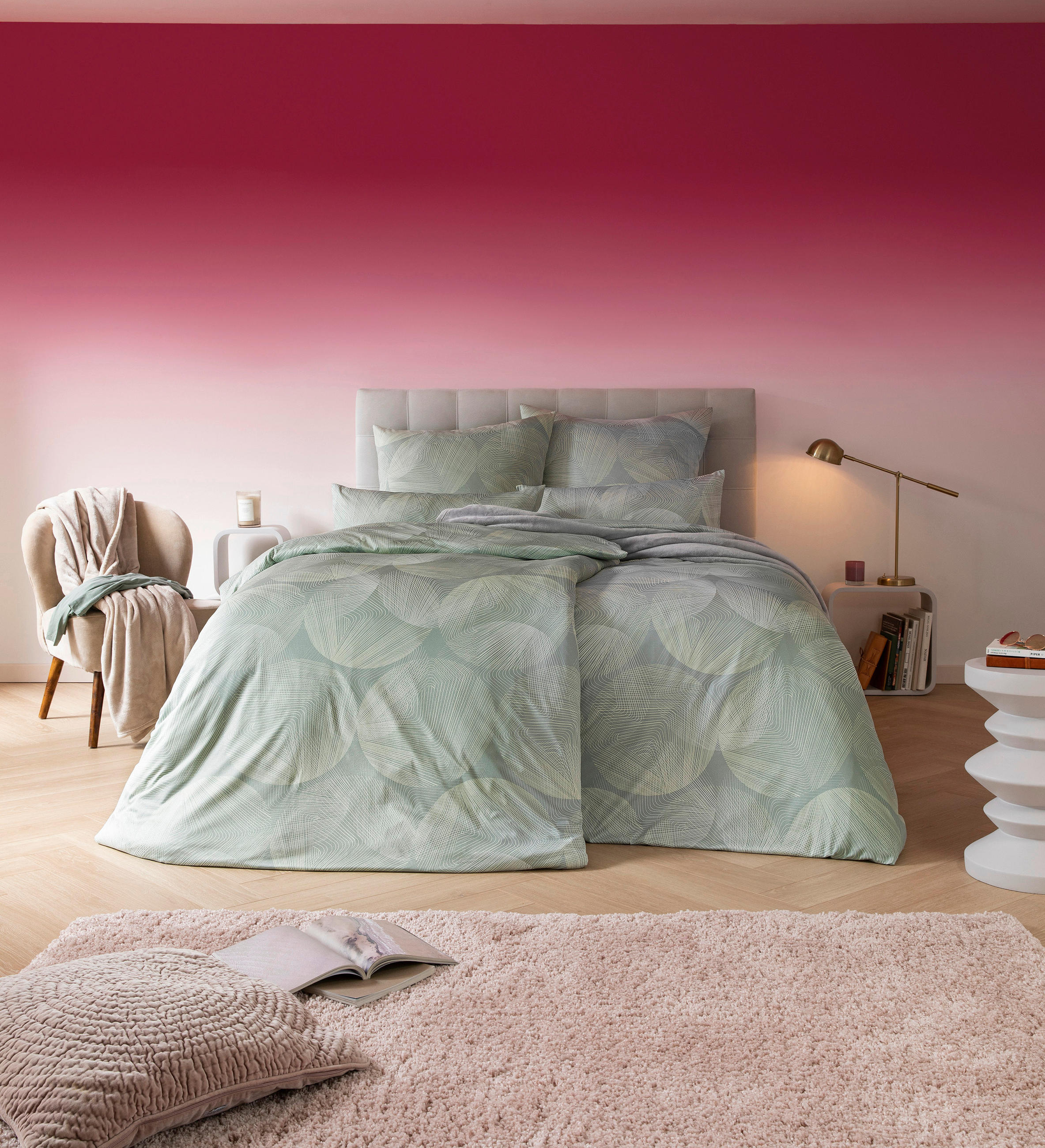 BETTWÄSCHE Atelier Makosatin 140/200 cm  - Grün, Basics, Textil (140/200cm) - Estella