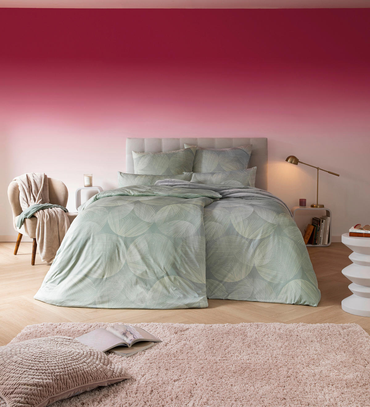 BETTWÄSCHE Atelier Makosatin 140/200 cm  - Grün, Basics, Textil (140/200cm) - Estella
