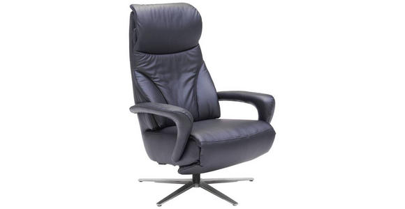 RELAXSESSEL in Leder Schwarz  - Edelstahlfarben/Schwarz, Design, Leder/Metall (75/112/88cm) - Dieter Knoll