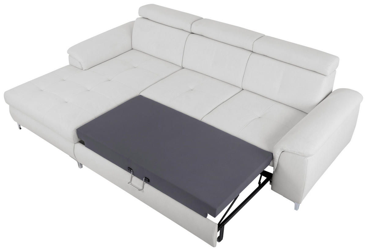 ECKSOFA in Flachgewebe Naturfarben  - Chromfarben/Naturfarben, KONVENTIONELL, Textil/Metall (175/268cm) - Carryhome